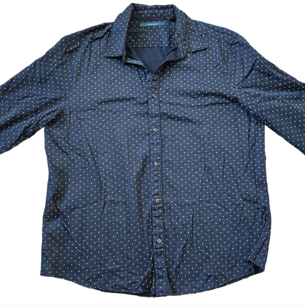 Perry Ellis Navy Blue Button-Up